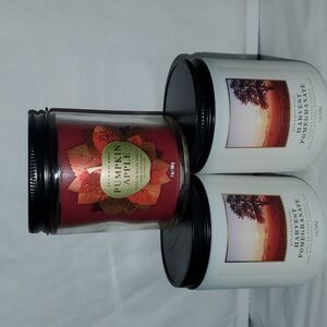 3 x NEW Bath & Body Works 7oz Harvest Pomegranate + Pumpkin Apple Candle jars